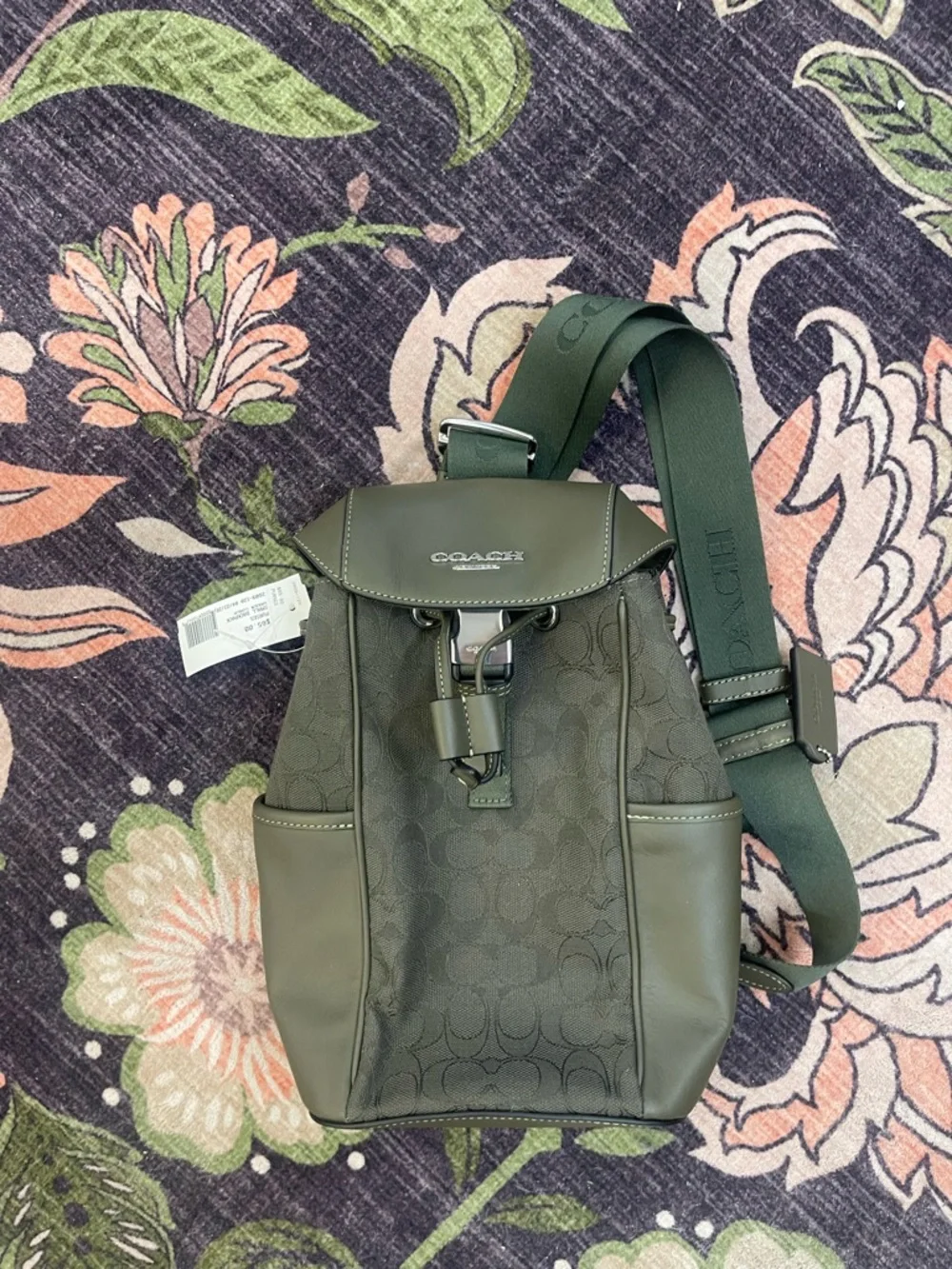 Coach Olive Green Signature Mini Backpack - Picture 1 of 4